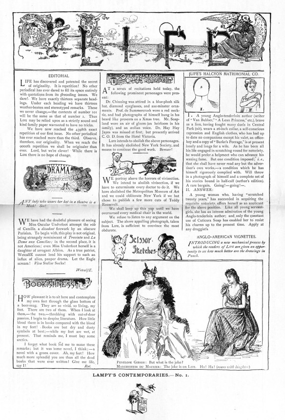 The Harvard Lampoon's first Life parody, 1896.