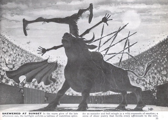 Al Jaffee's bullfight art for Sporty Illustrations.
