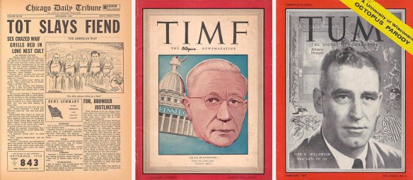 Covers of Chicago Tribune and Time parodies